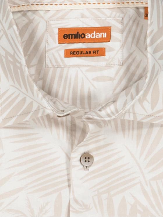 emilio adani Herren Langarm-Hemd gemustert Beige 35117