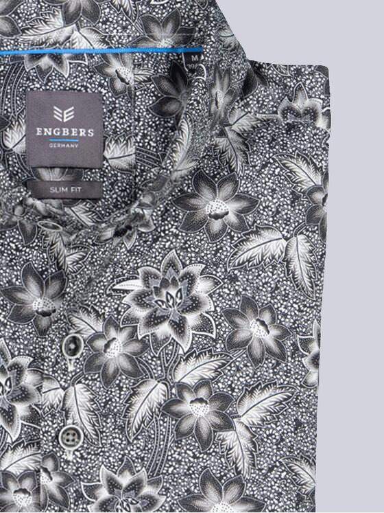 ENGBERS GERMANY Herren Langarm-Hemd in Satin-Warenqualität Schwarzbraun 36605