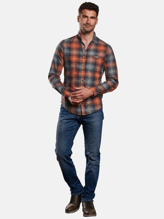 engbers Herren Langarmhemd kariert Dunkelorange 32269