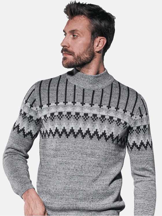 emilio adani Herren Gestrickter Norwegerpullover Grau 30849