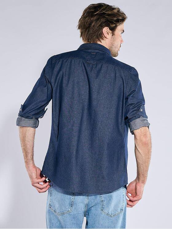 emilio adani Herren Jeans-Overshirts mit Druckknöpfen Saphirblau 40928