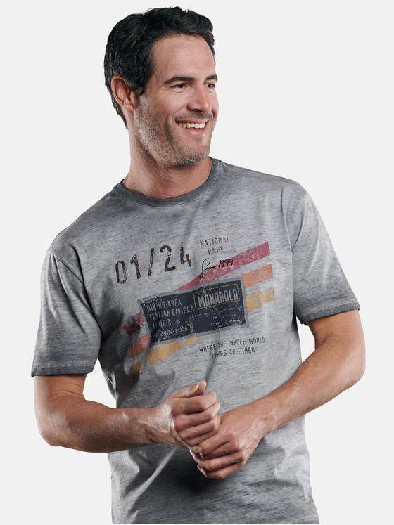 engbers Herren Modisches Print-Shirt Granitgrau 29223