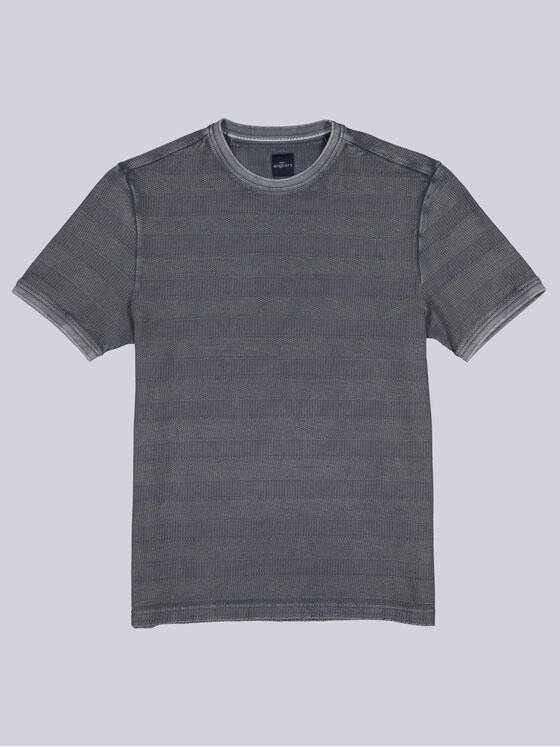 engbers Herren Strukturiertes T-Shirt im Streifendesign Dunkelgrau 40500