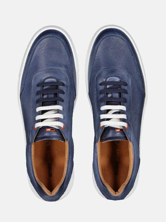 emilio adani Herren Leder-Sneaker Blau 32661