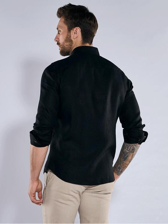 emilio adani Herren Hemd uni Schwarz 36604