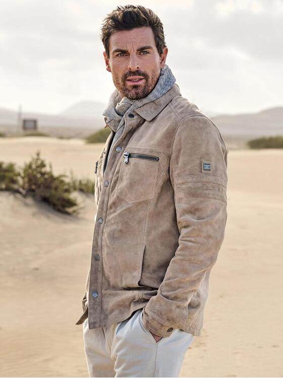 engbers Herren Leichte Velourslederjacke Beige 40403