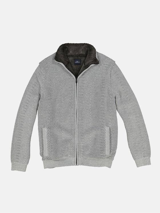 engbers Herren Strickjacke mit Teddykragen Silbergrau 33929