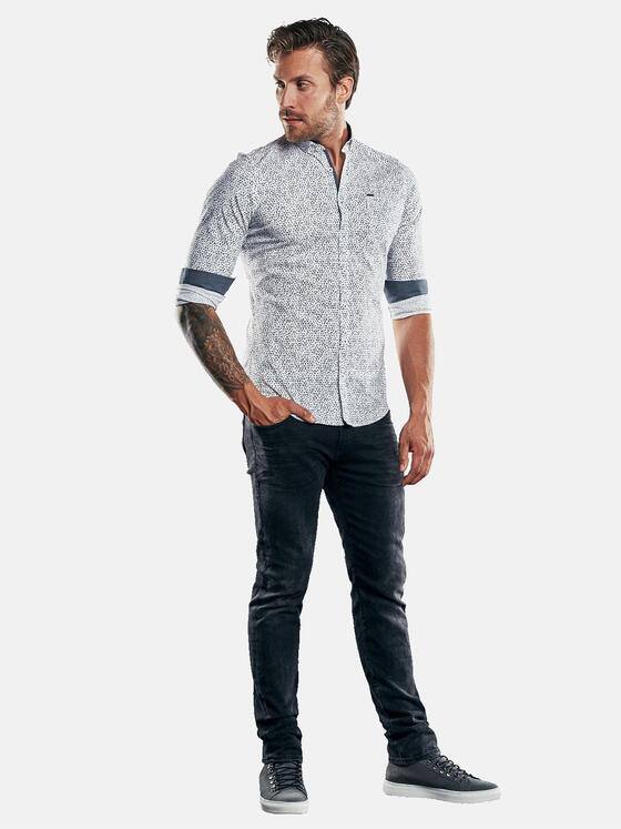 emilio adani Herren Langarmhemd mit Print Weiß 30328