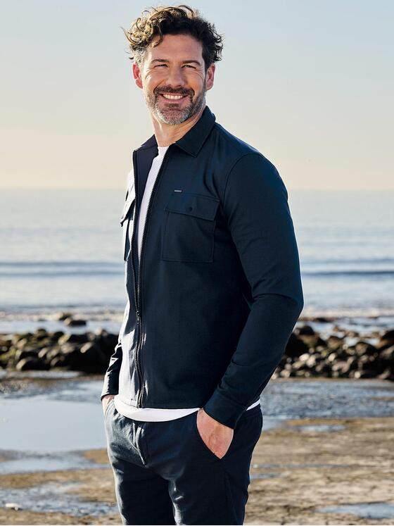 emilio adani Herren Hemd uni Marineblau 40332