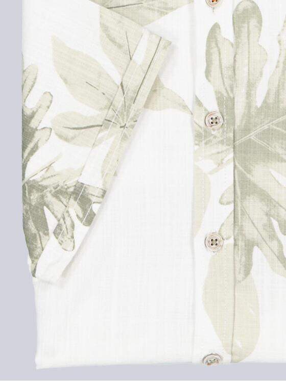 emilio adani Herren Kurzarm-Hemd  gemustert Khaki 38484