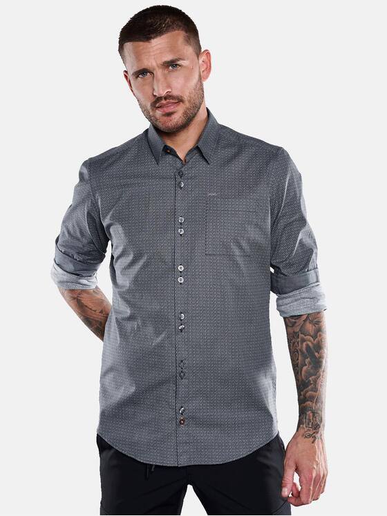 emilio adani Herren Langarm-Hemd mit All-Over-Print Blau 33339