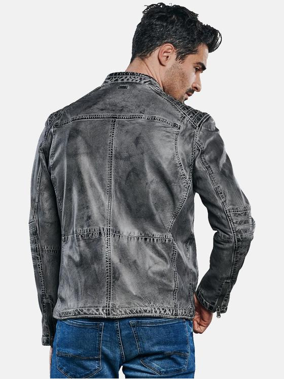 engbers Herren Lederjacke im Bikerstyle Grau 31748