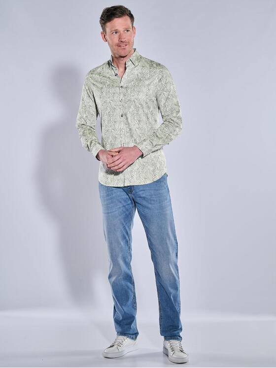 ENGBERS GERMANY Herren Langarm-Hemd mit Satinanteil Hellgruen 38544