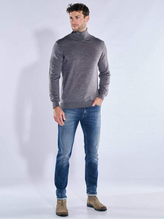 emilio adani Herren Pullover mit Merinowolle Silbergrau 39632