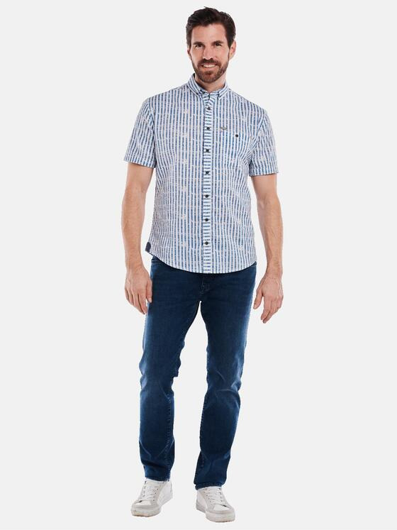 engbers Herren Kurzarm-Hemd gemustert Blau 35140
