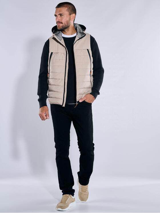 emilio adani Herren Steppweste mit abnehmbarer Kapuze Beige 37187