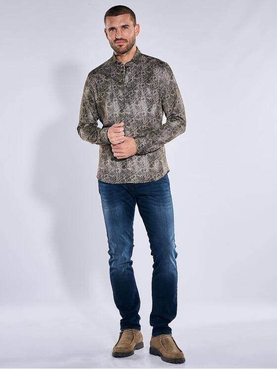 emilio adani Herren Jerseyhemd mit Paisley-Muster Braun 40938