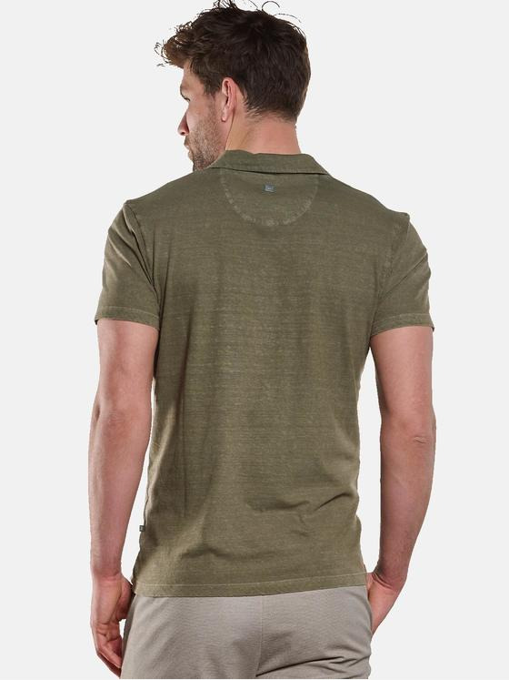 ENGBERS GERMANY Herren Polo-Shirt mit Leinen-Anteil Oliv 33107