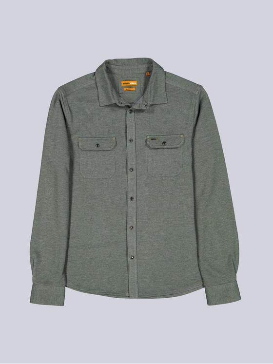 emilio adani Herren Langarm-Shirt mit Polokragen Gruen 39579