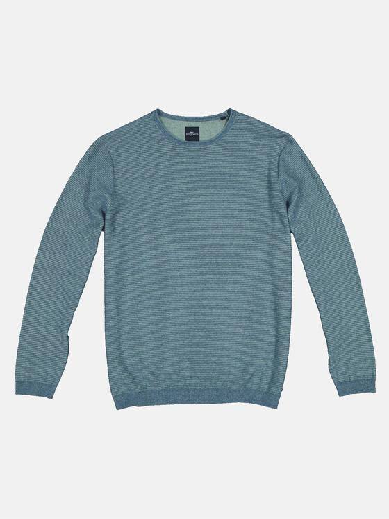 engbers Herren Pullover in zweifarbiger Optik Petrolblau 32807