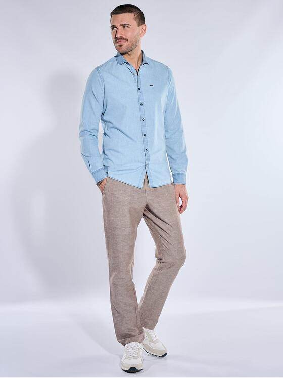 emilio adani Herren Hemd aus Soft-Denim Hellblau 40662