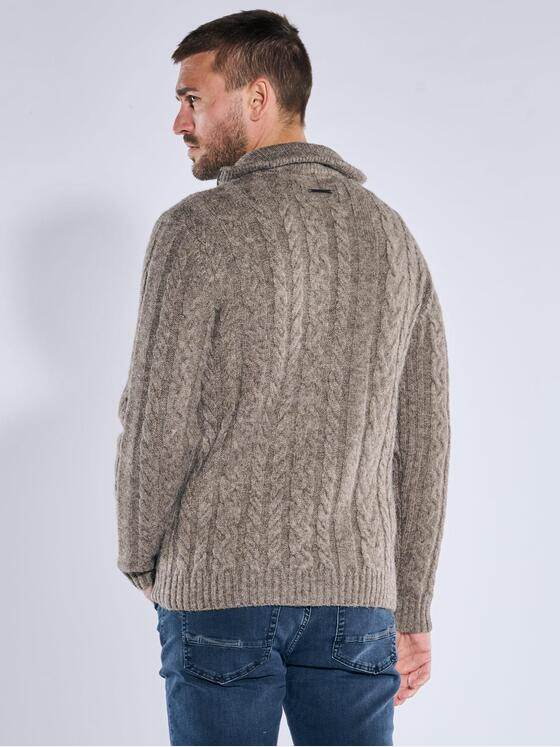 emilio adani Herren Pullover mit Troyerkragen Braunbeige 39815