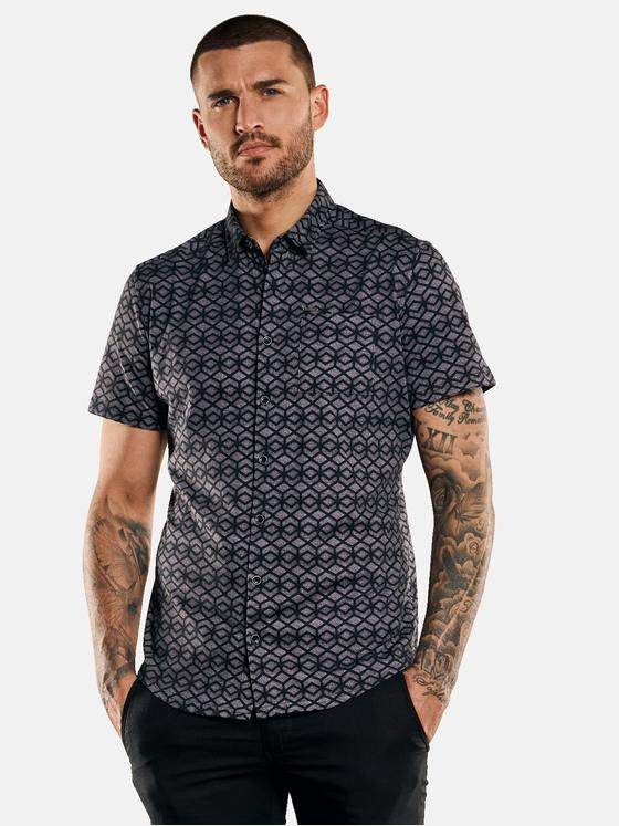 emilio adani Herren Kurzarm-Hemd aus Jersey Grau 33085