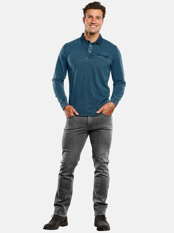 engbers Herren Langarm-Shirt gestreift Petrolblau 33772