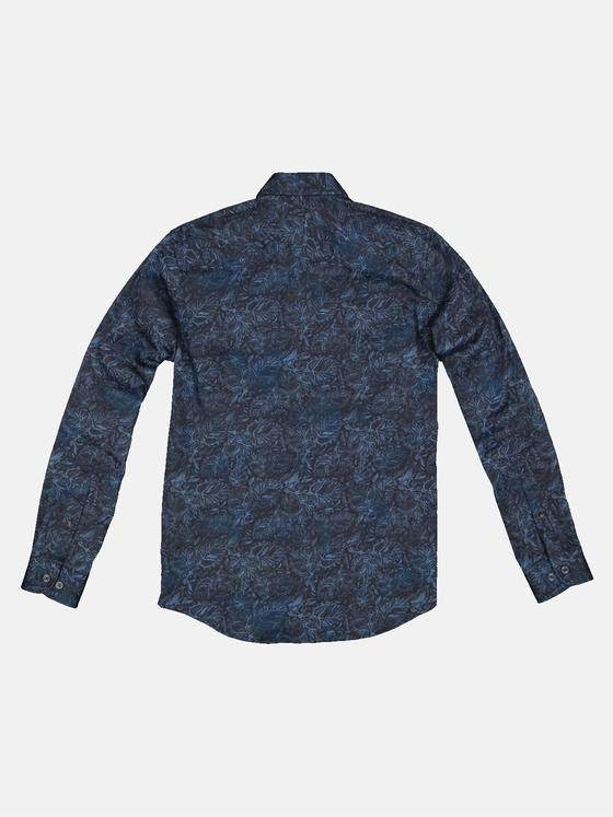 emilio adani Herren Langarm-Hemd gemustert Blau 33336