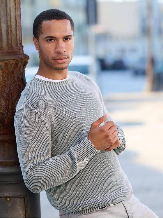 emilio adani Herren Strickpullover strukturiert Silbergrau 39525