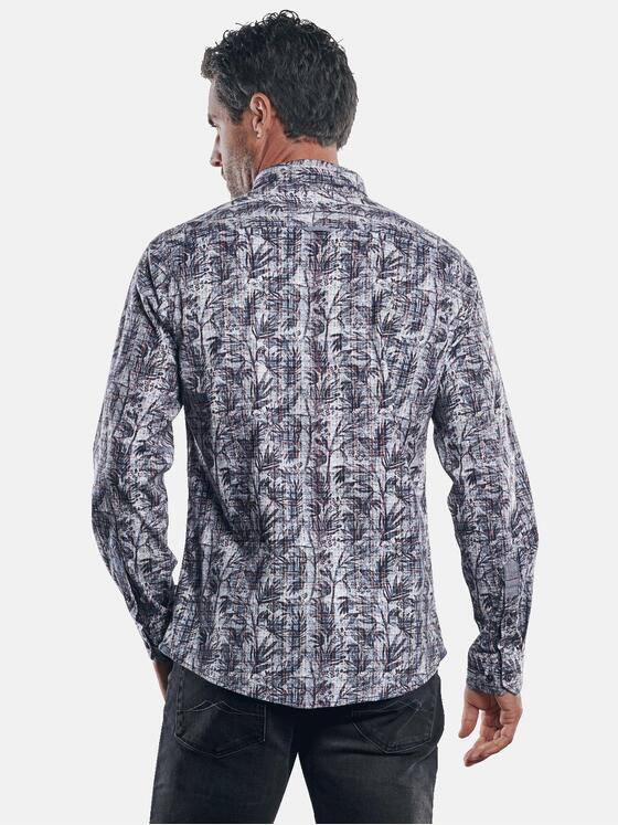 engbers Herren Floral gemustertes Langarmhemd Bordeaux 30381