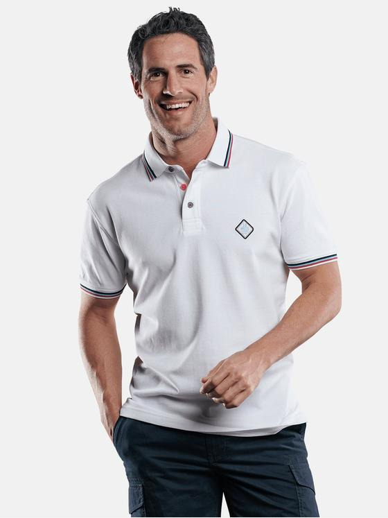 engbers Herren Poloshirt mit angesagten Kontrastdetails Reinweiss 29211