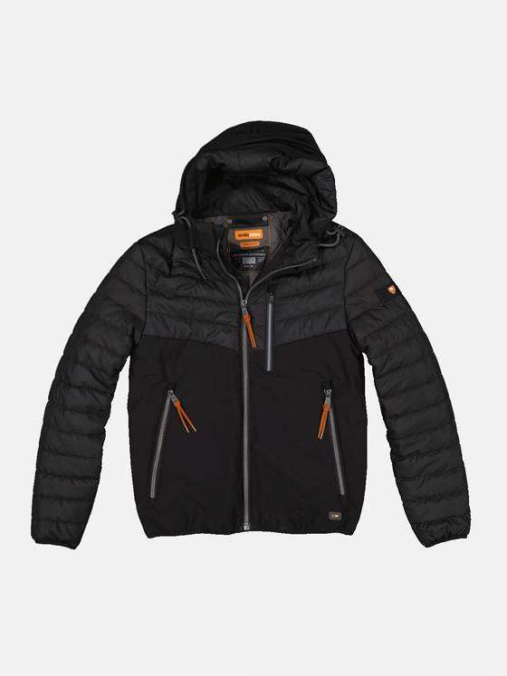 emilio adani Herren Steppjacke mit Materialmix Schwarz 33298