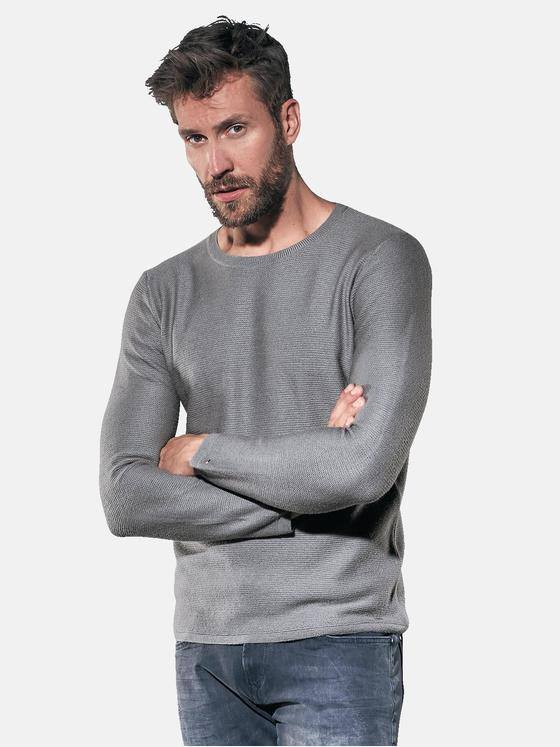 emilio adani Herren Rundhalspullover aus weicher Wolle Grau 30424