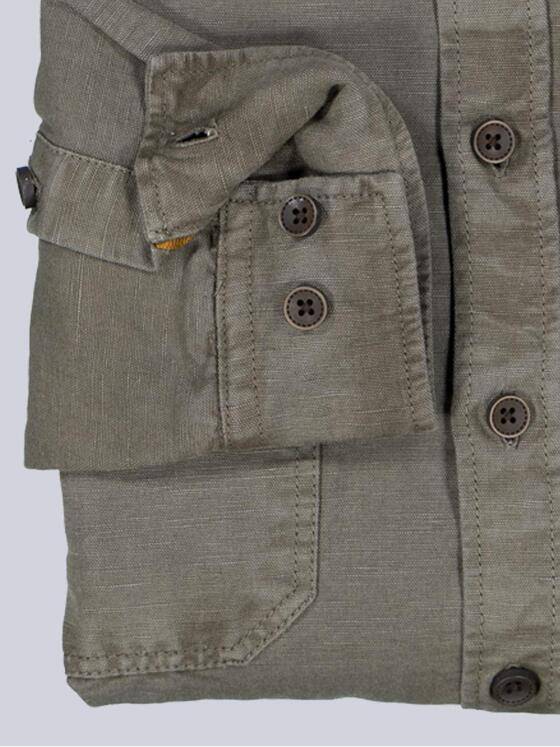 emilio adani Herren Overshirt mit Leinenanteil Khaki 38639