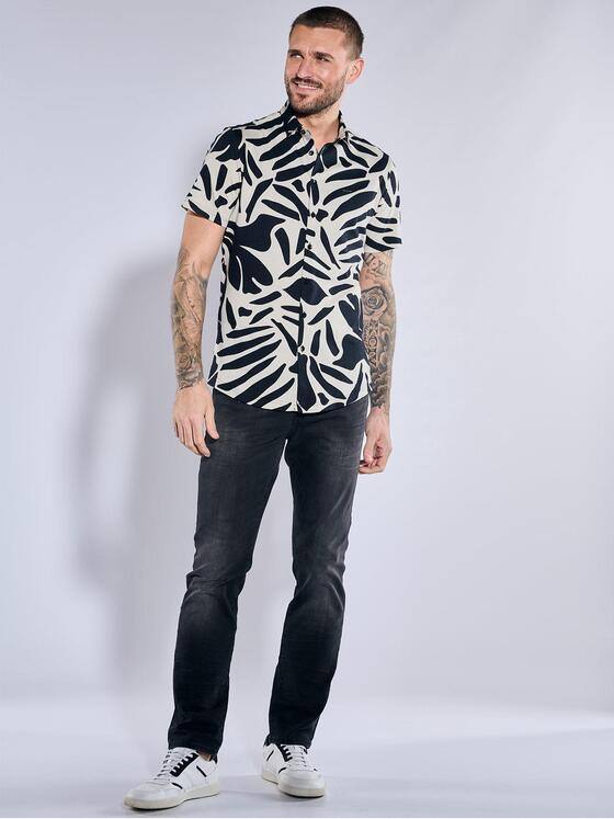 emilio adani Herren Kurzarm-Hemd slim fit Beige 36970
