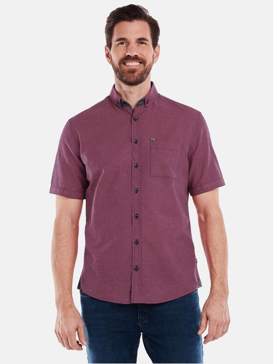 engbers Herren Kurzarm-Hemd mit Leinenanteil Violett 35133