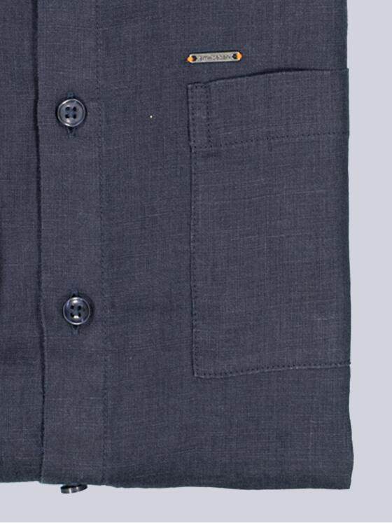 emilio adani Herren Langarm-Hemd aus Leinen Blau 38560