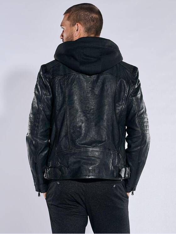 emilio adani Herren Lederjacke Schwarz 37999