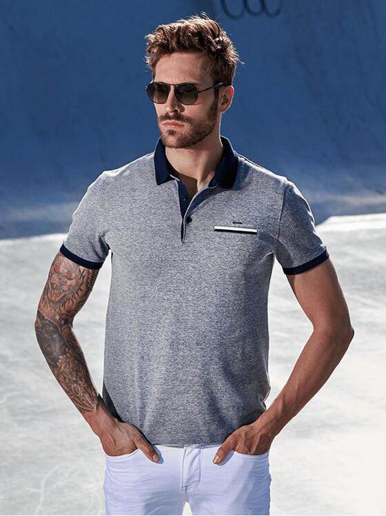 emilio adani Herren Sportives Poloshirt mit eingelegter Brusttasche Blau 29685