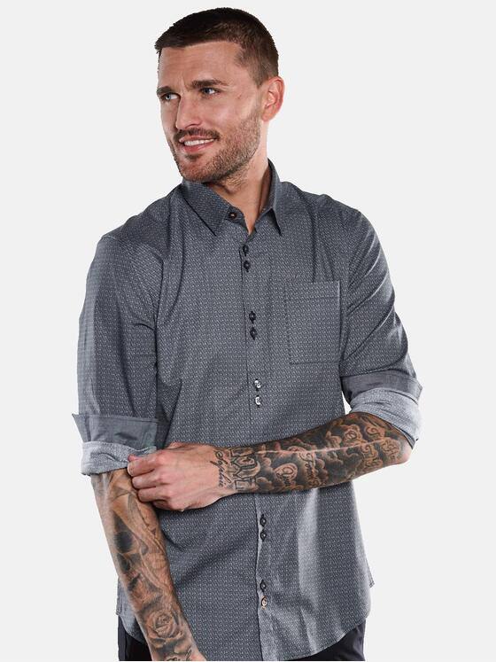 emilio adani Herren Langarm-Hemd mit All-Over-Print Blau 33339