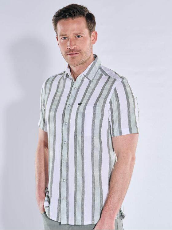 engbers Herren Luftiges Leno-Baumwollhemd Hellgruen 40301