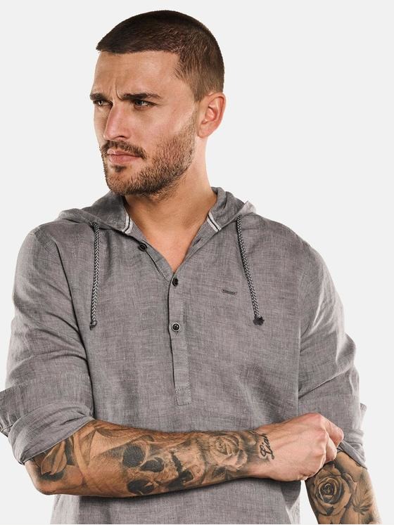 emilio adani Herren Langarm-Hemd in Schlupf-Form Grau 33086