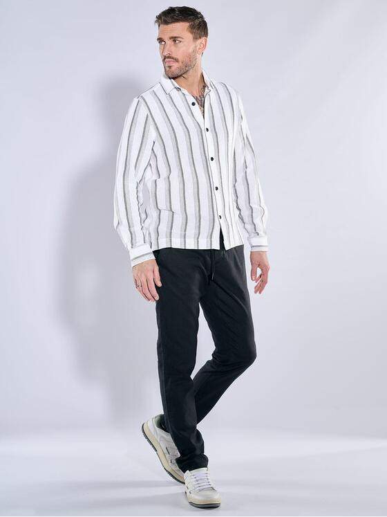 emilio adani Herren Overshirt gestreift Beige 38347