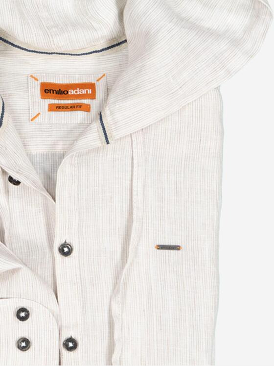 emilio adani Herren Langarm-Hemd aus Leinen Beige 36698