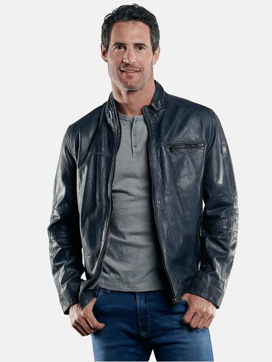engbers Herren Rustikale Lederjacke Saphirblau 29063