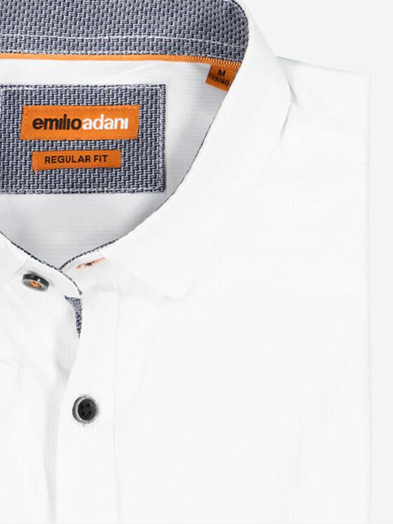 emilio adani Herren Kurzarm-Hemd uni Weiß 37141