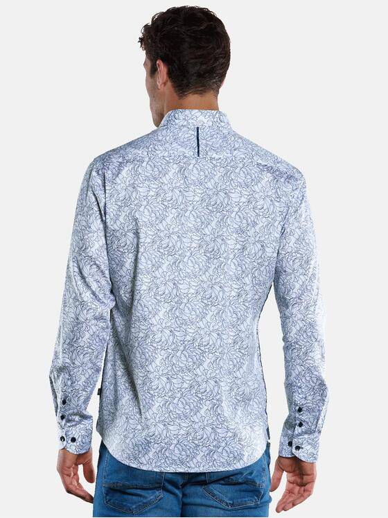 engbers Herren Langarm-Hemd mit floralem Print Himmelblau 33466