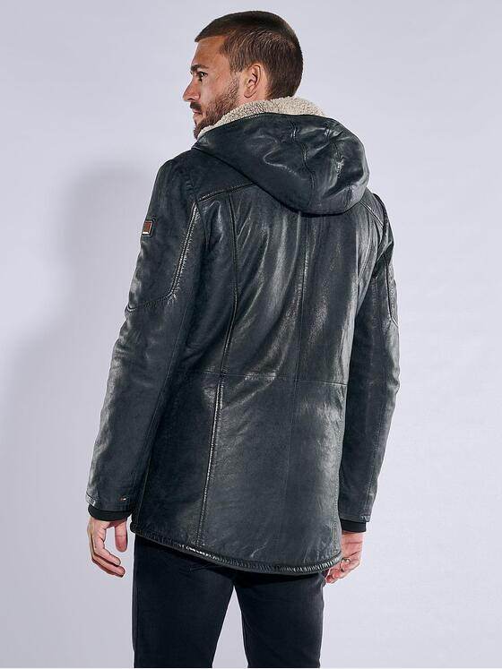 emilio adani Herren Lederjacke slim fit Grau 37429