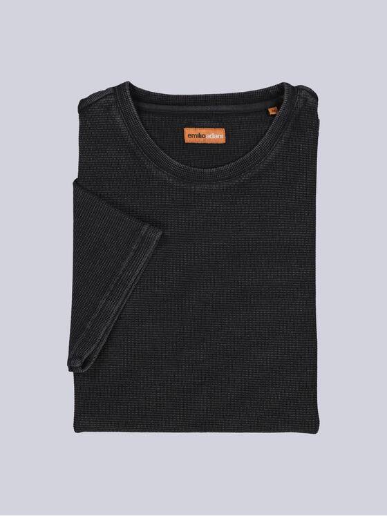 emilio adani Herren T-Shirt uni Schwarz 38930